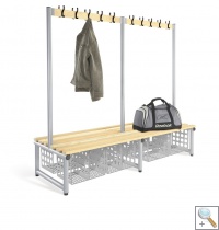 Changing Room Bench with shoe storage double sided